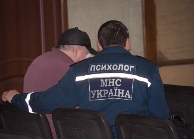 Donetsk, Ukrayna - 11 Nisan 2014: Psikologlar Bakanlığı Em