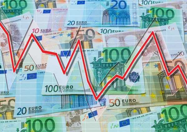 Euro und Abwärtstrend — Stockfoto