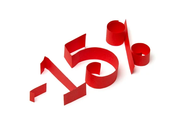 15 discount sign of red paper — Stock Photo, Image