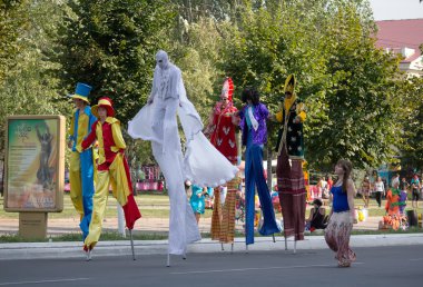 Makeevka, Ukraine - August, 25, 2012: People in costume and on s clipart