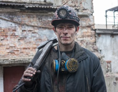 Gorlovka, Ukrayna - 26 Şubat 2014: Kalinin adlı madenci mayını 