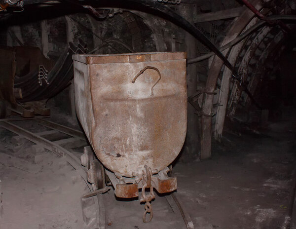 Empty mine trolley in mines