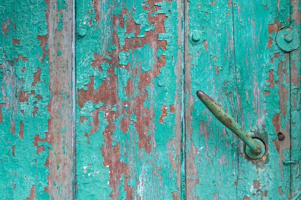 Old wood and door handle. Texture and background — Stock Photo, Image