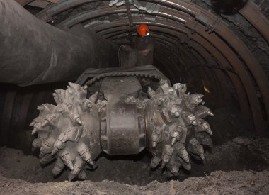 Coal car underground tunnel before work clipart