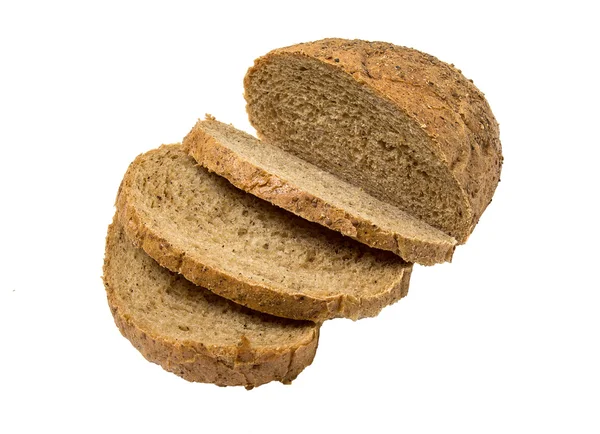 Rebanadas de pan de centeno. Aislado sobre fondo blanco — Foto de Stock