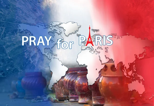 Betet für Paris. Banner — Stockfoto
