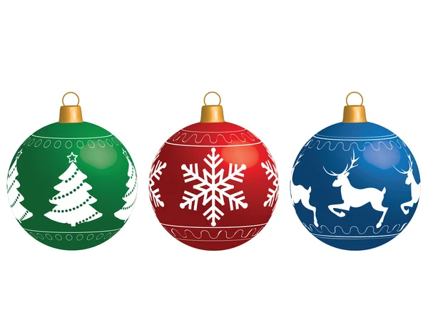 Multi-gekleurde kerstballen geïsoleerd op een witte achtergrond. Vectorillustratie — Stockvector