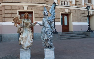 Odessa, Ukrayna - 24 Ağustos 2015: Çift heykelde yaşam heykel