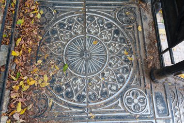 Vintage metal merdiven, üstten görünüm. Mimari