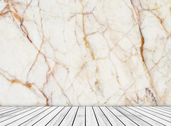 Backdrop  marble wall and wood slabs arranged in perspective texture background for design. — Stock Photo, Image