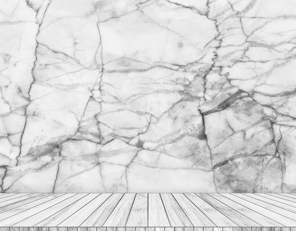 Bakgrund marmor vägg och trä plattor ordnade i perspektiv textur bakgrund. — Stockfoto
