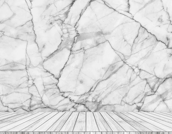 Backdrop  marble wall and wood slabs arranged in perspective texture background. — Stock Photo, Image