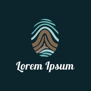 Dağ silueti ile parmak izi. El Çekilmiş simgesi.