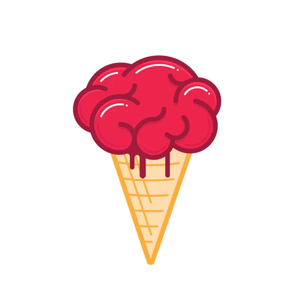 Brain ice cream, brain- freeze. Crisis idea concept, vector illustration. — Stock Vector