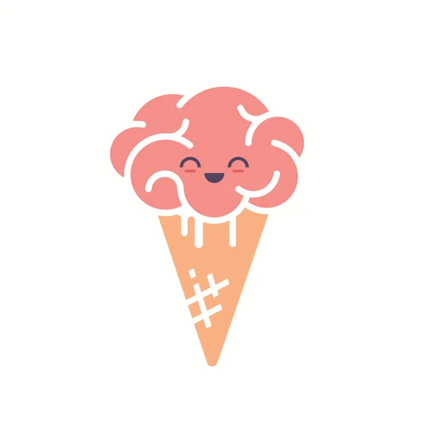 Brain ice cream, brain- freeze. Crisis idea concept. — Stock Vector