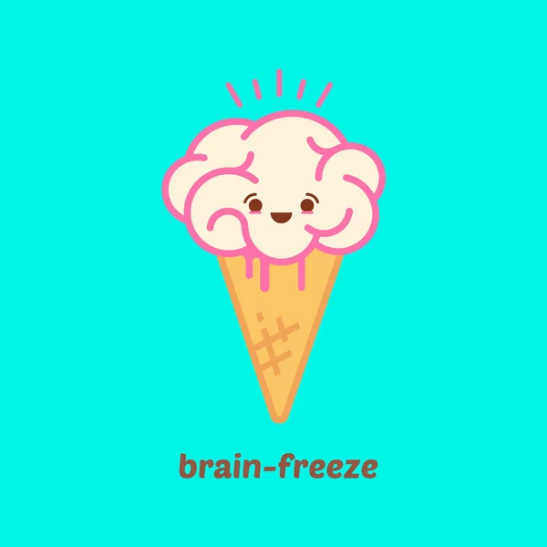 Brain ice cream, brain- freeze. Crisis idea concept. — Stock Vector