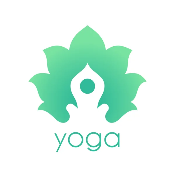 Forma de ioga humana estilizada em símbolo de lótus abstrato. Ícone vetorial . — Vetor de Stock