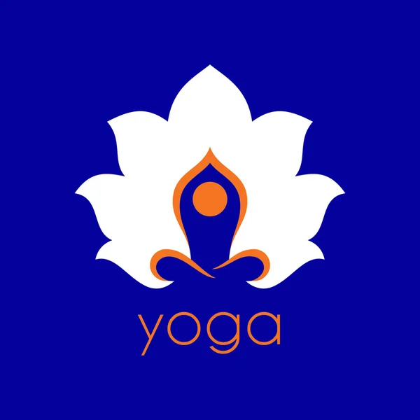 Forme stylisée de yoga humain dans le symbole abstrait de lotus. Icône vectorielle . — Image vectorielle