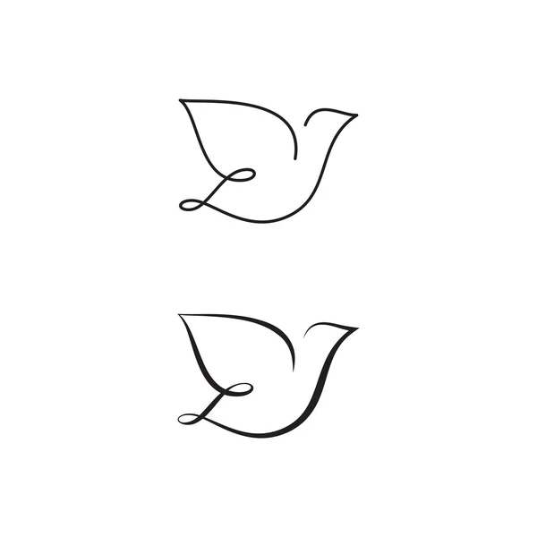 Kalligraphie Vogel Symbol. — Stockvektor
