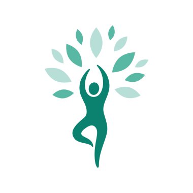 Stilize insan yoga ağaç poz. Vektör simgesi.