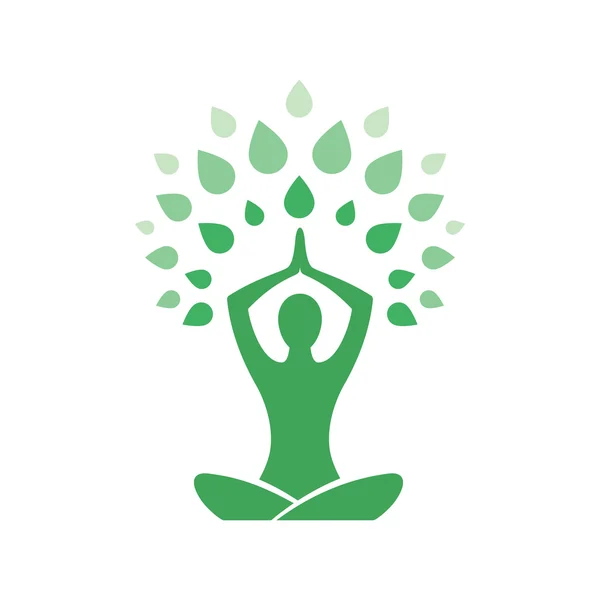 Stylized human yoga tree pose. Vector icon. — Stock Vector