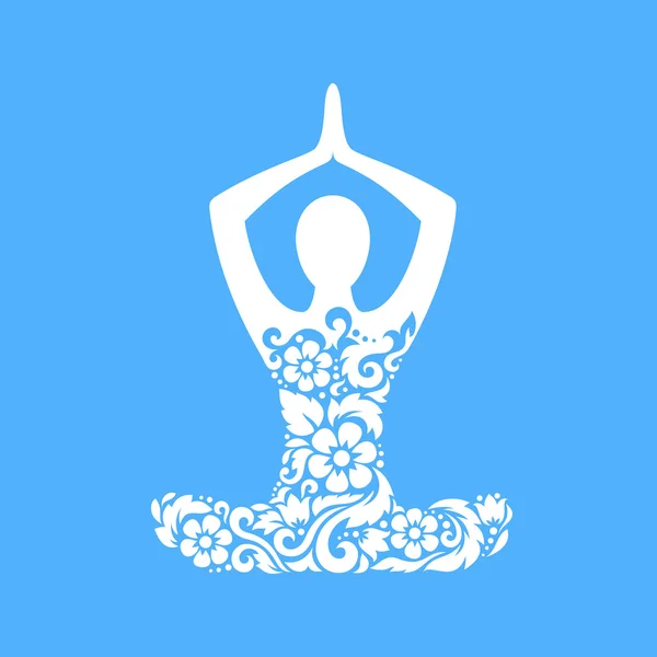 Forme de yoga humain stylisé en pose de lotus avec motif décoratif . — Image vectorielle