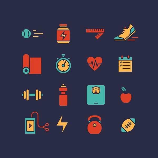 Set of colorful sport and fitness icons. — Stock Vector