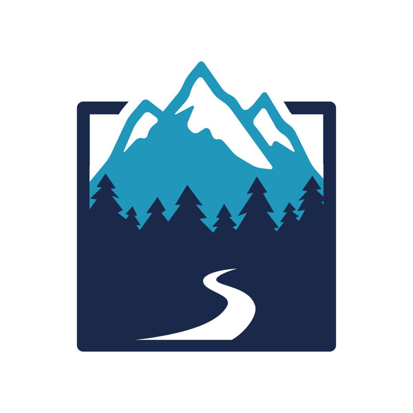 Mountain label, vector icon.