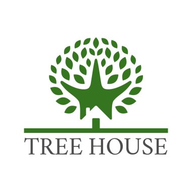 Ağaç evi simgesi. Ekoloji kavramı.