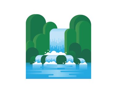 Şelaleli dağ manzarası.