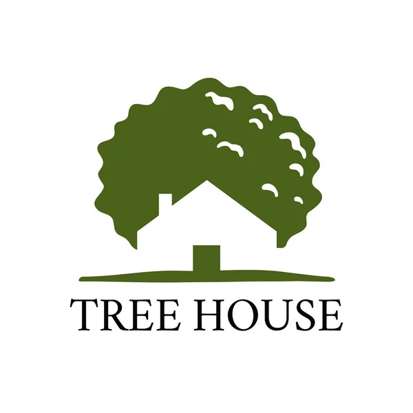 Ağaç evi simgesi. Ekoloji kavramı. — Stok Vektör
