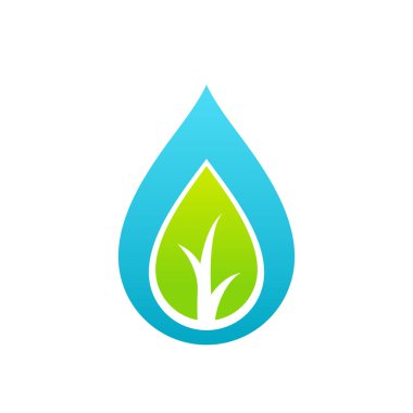 Yaprak ve bir damla su ekoloji simgesinin.