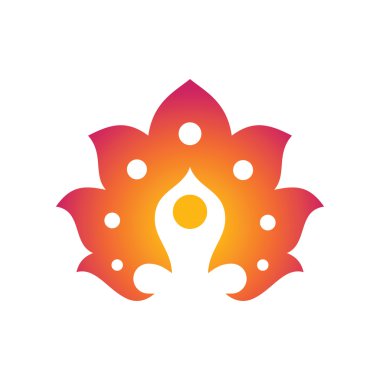 Lotus sembol stilize insan yoga şekli. Vektör simgesi.