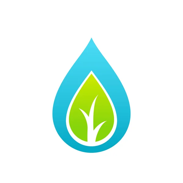 Blad en een druppel water ecologie pictogram. — Stockvector