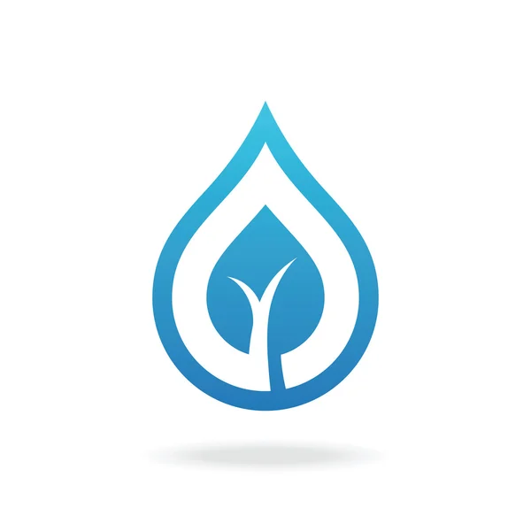 Water drop en blad ecologie-pictogram. — Stockvector