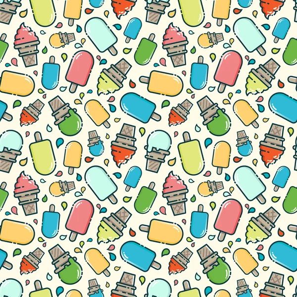 Seamless colorful ice cream pattern. — Stock Vector