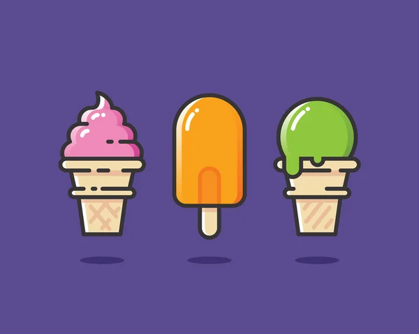 Ice cream set. Vector illustration. — Stock Vector