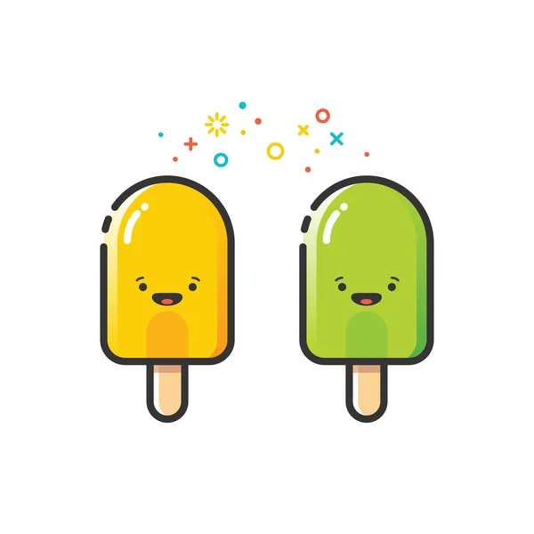 Ice creams cartoon characters. — Stock Vector