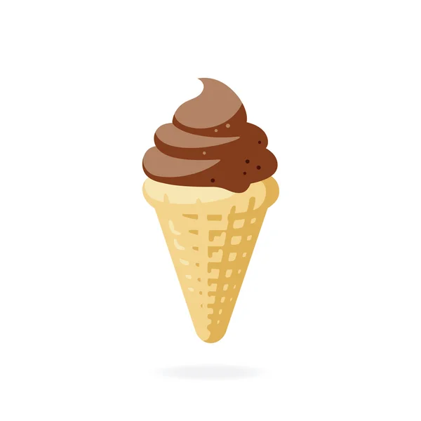 Ilustração vetorial de cone de sorvete de chocolate . — Vetor de Stock