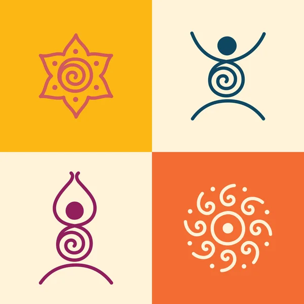 Conjunto de ícones de ioga estilizados . —  Vetores de Stock