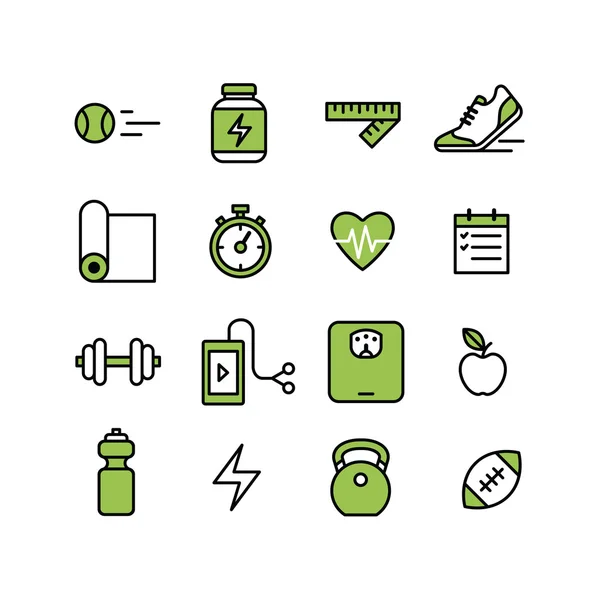 Conjunto de iconos de deporte y fitness . — Vector de stock