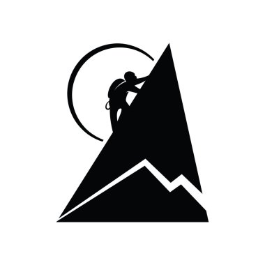 Dağcı dağlarda. Vektör çizim.