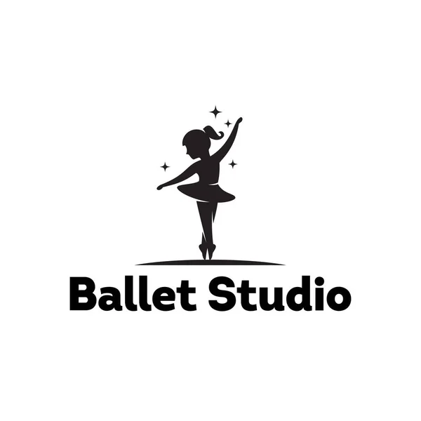 Balett Studio Vektor Ikon Danslektioner För Barn Emblem Stockvektor