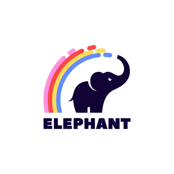 Elefante Con Concepto Arco Iris Vector Estilo Plano Icono Diseño Ilustraciones de stock libres de derechos