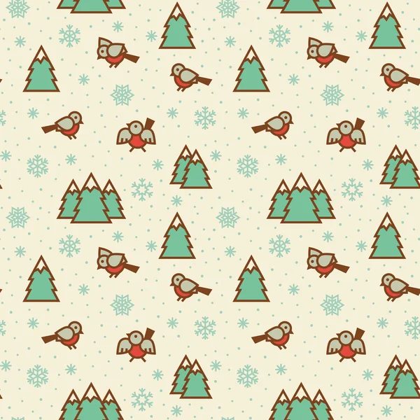 Seamless winter pattern with birds. — Wektor stockowy