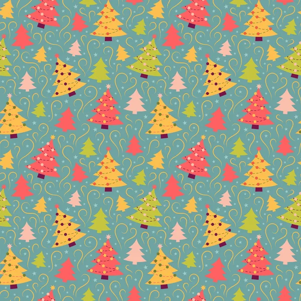 Stilvolles nahtloses Muster mit Weihnachtsbäumen. — Stockvektor