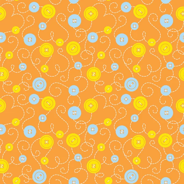 Seamless pattern with buttons and embroidery. — Stock Vector