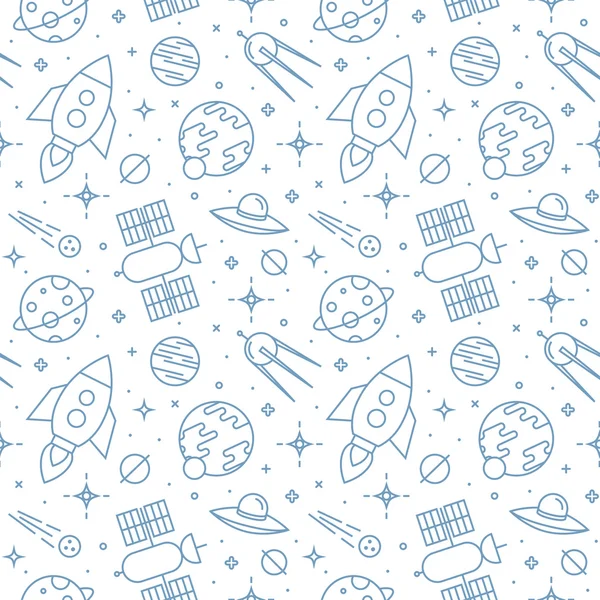 Seamless space pattern. Childish background. — Stock Vector