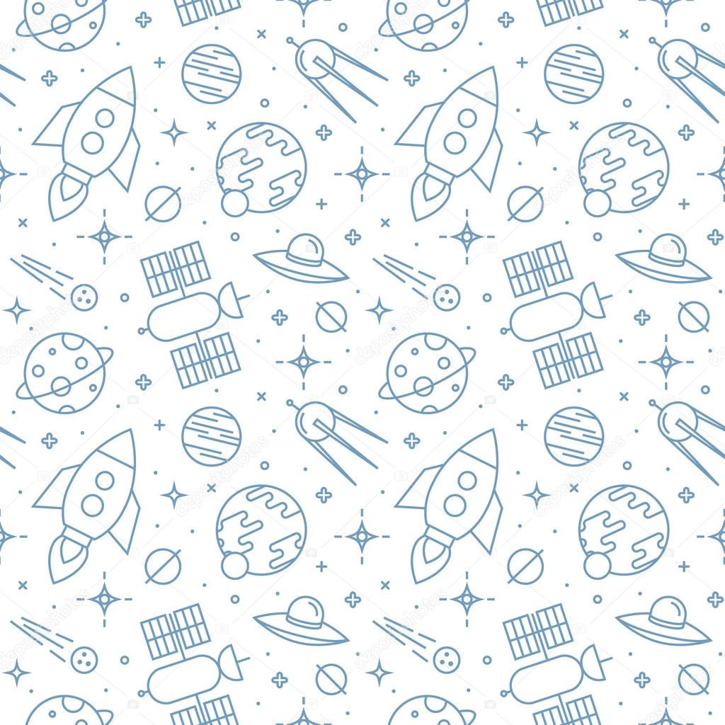 Seamless space pattern. Childish background.