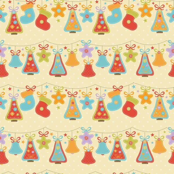 Christmas pattern with needlecraft decorations. — Stock Vector